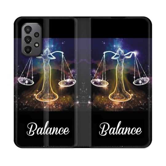 Housse cuir portefeuille Pour Samsung Galaxy A23 5G Signe Zodiaque 2 Balance
