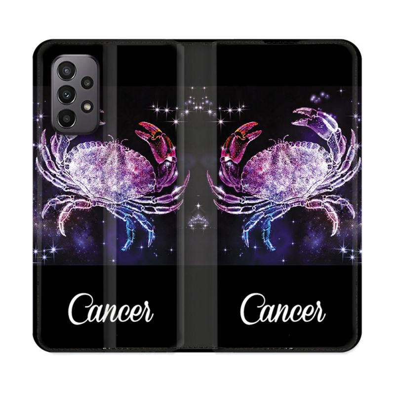 Housse cuir portefeuille Pour Samsung Galaxy A23 5G Signe Zodiaque 2 Cancer