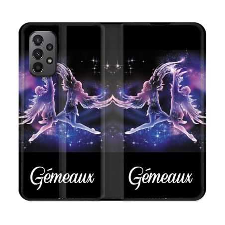Housse cuir portefeuille Pour Samsung Galaxy A23 5G Signe Zodiaque 2 Gémeaux