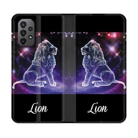 Housse cuir portefeuille Pour Samsung Galaxy A23 5G Signe Zodiaque 2 Lion
