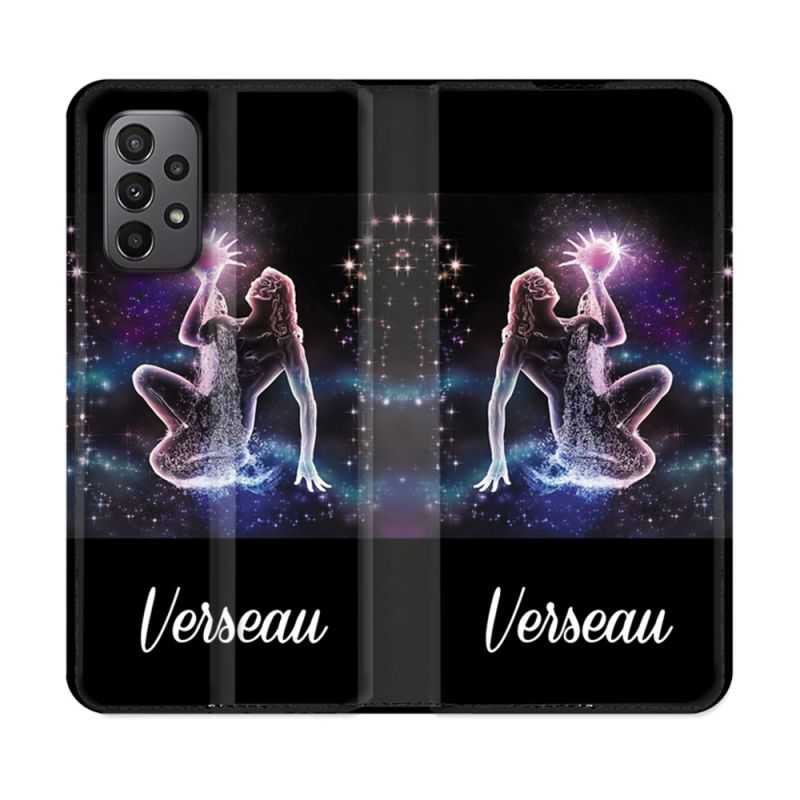 Housse cuir portefeuille Pour Samsung Galaxy A23 5G Signe Zodiaque 2 Verseau