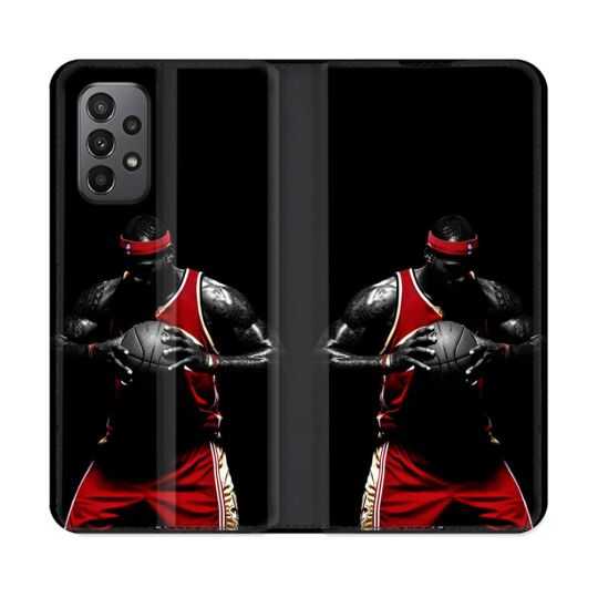 Housse cuir portefeuille Pour Samsung Galaxy A23 5G Sport Basketeur