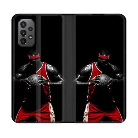 Housse cuir portefeuille Pour Samsung Galaxy A23 5G Sport Basketeur