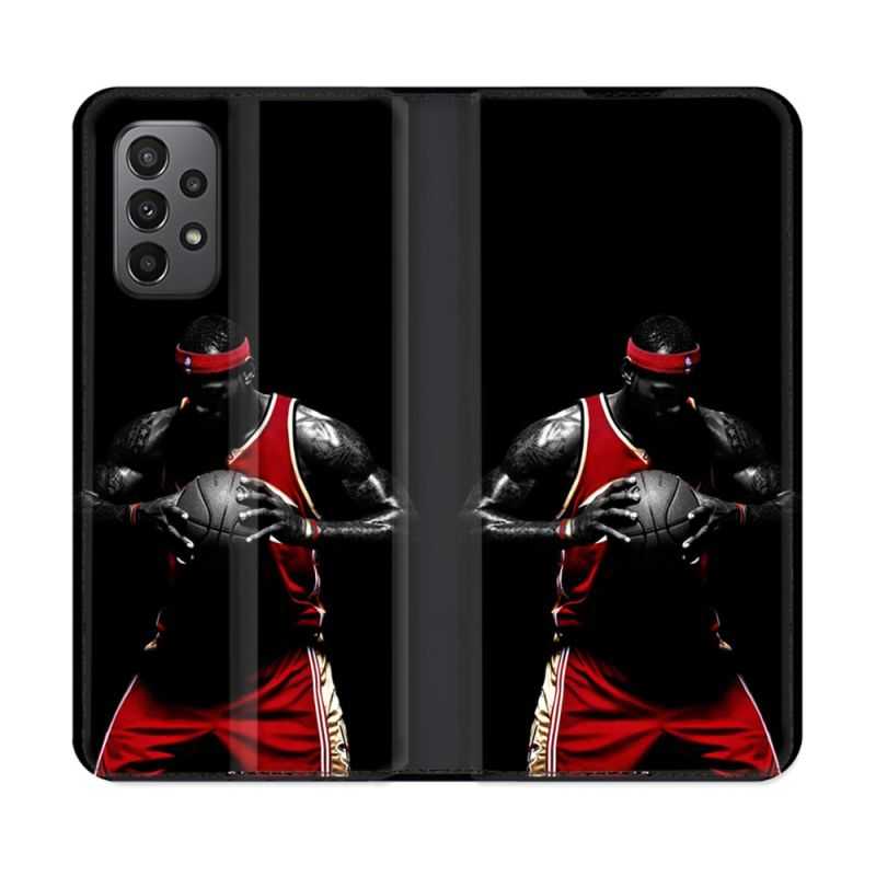 Housse cuir portefeuille Pour Samsung Galaxy A23 5G Sport Basketeur