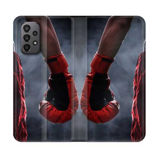 Housse cuir portefeuille Pour Samsung Galaxy A23 5G Sport Boxe Gant Rouge