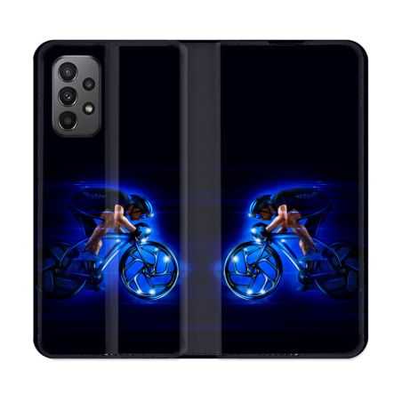 Housse cuir portefeuille Pour Samsung Galaxy A23 5G Sport Cyclisme Bleu
