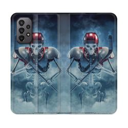 Housse cuir portefeuille Pour Samsung Galaxy A23 5G Sport Hockey Squelette