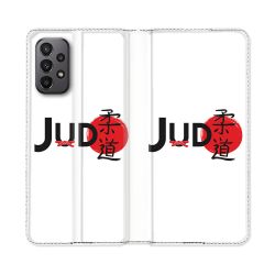 Housse cuir portefeuille Pour Samsung Galaxy A23 5G Sport Judo Logo
