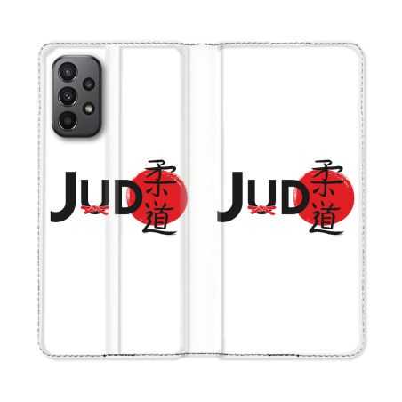 Housse cuir portefeuille Pour Samsung Galaxy A23 5G Sport Judo Logo