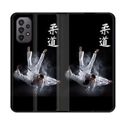 Housse cuir portefeuille Pour Samsung Galaxy A23 5G Sport Judo Noir