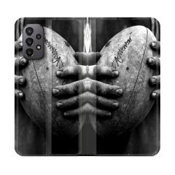 Housse cuir portefeuille Pour Samsung Galaxy A23 5G Sport Rugby Ballon Vintage