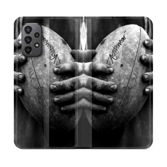 Housse cuir portefeuille Pour Samsung Galaxy A23 5G Sport Rugby Ballon Vintage