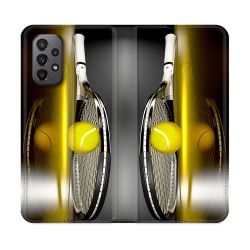 Housse cuir portefeuille Pour Samsung Galaxy A23 5G Sport Tennis Reflet