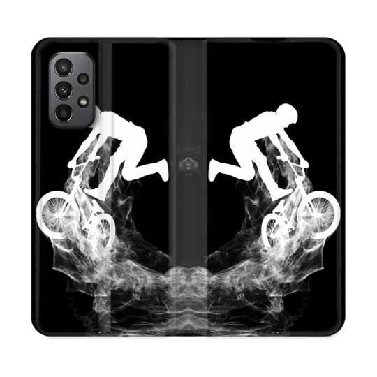 Housse cuir portefeuille Pour Samsung Galaxy A23 5G Sport VTT Noir