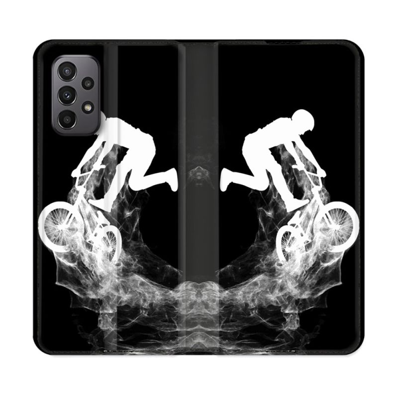 Housse cuir portefeuille Pour Samsung Galaxy A23 5G Sport VTT Noir