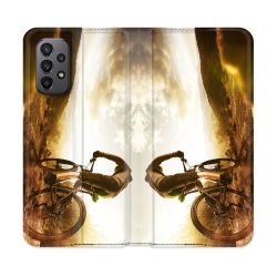 Housse cuir portefeuille Pour Samsung Galaxy A23 5G Sport VTT Soleil