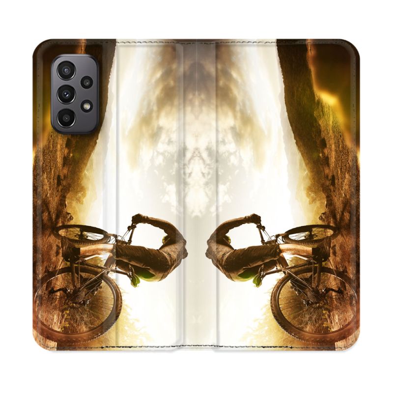 Housse cuir portefeuille Pour Samsung Galaxy A23 5G Sport VTT Soleil