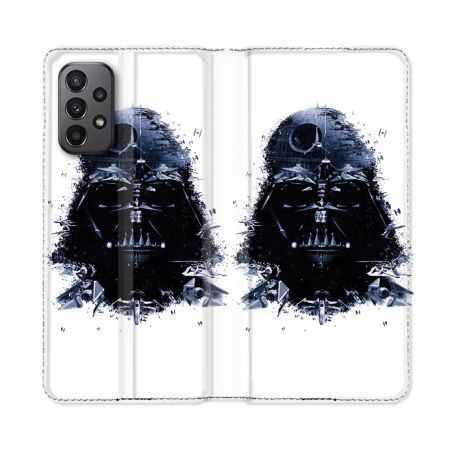 Housse cuir portefeuille Pour Samsung Galaxy A23 5G Star Wars - Dark Vador Blanc