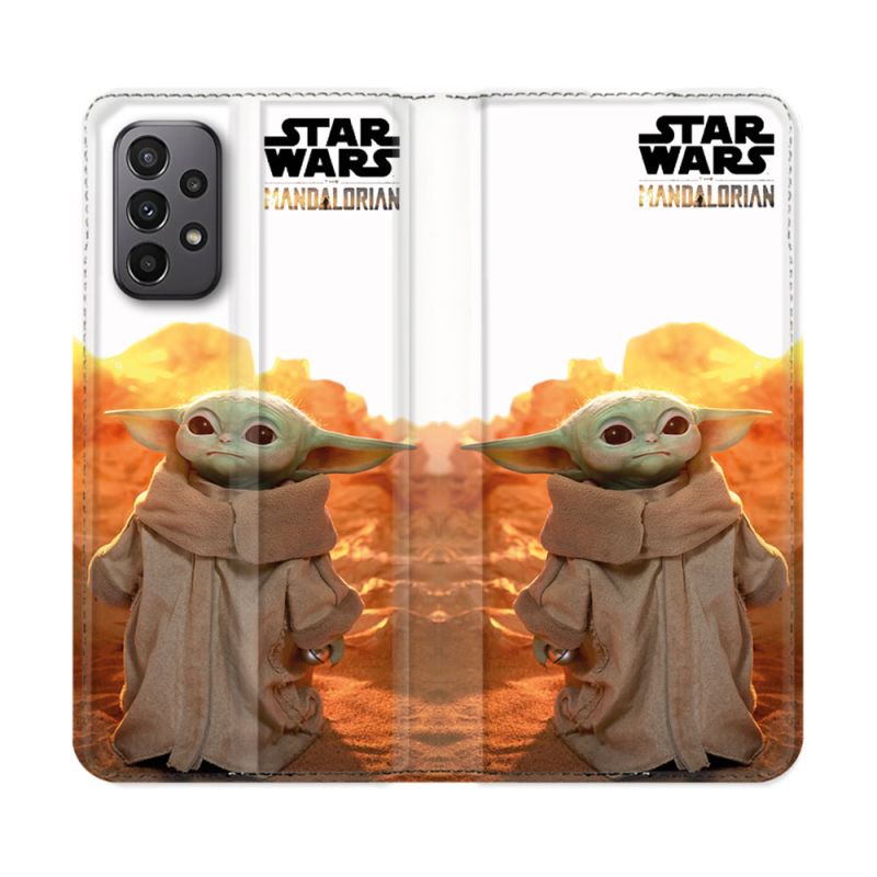 Housse cuir portefeuille Pour Samsung Galaxy A23 5G Star Wars - Yoda bebe soleil