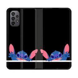 Housse cuir portefeuille Pour Samsung Galaxy A23 5G Stitch Noir