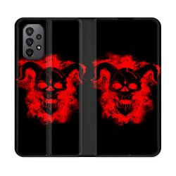 Housse cuir portefeuille Pour Samsung Galaxy A23 5G Tete de Mort Diable