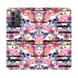 Housse cuir portefeuille Pour Samsung Galaxy A23 5G Tete de Mort Pattern
