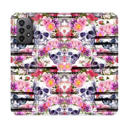 Housse cuir portefeuille Pour Samsung Galaxy A23 5G Tete de Mort Pattern