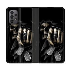 Housse cuir portefeuille Pour Samsung Galaxy A23 5G Tete de Mort Your Next
