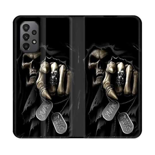 Housse cuir portefeuille Pour Samsung Galaxy A23 5G Tete de Mort Your Next