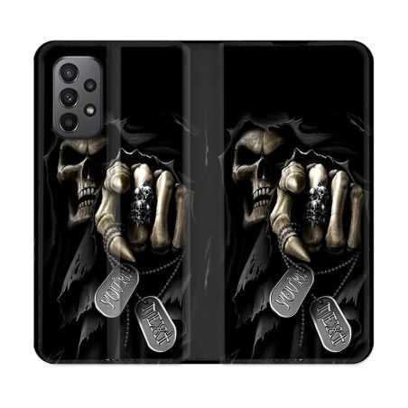 Housse cuir portefeuille Pour Samsung Galaxy A23 5G Tete de Mort Your Next