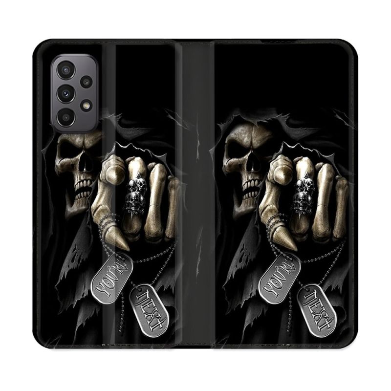 Housse cuir portefeuille Pour Samsung Galaxy A23 5G Tete de Mort Your Next