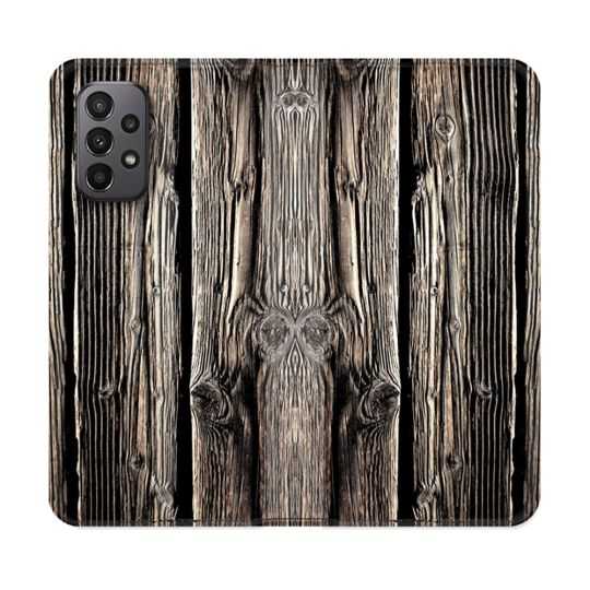 Housse cuir portefeuille Pour Samsung Galaxy A23 5G Texture Bois