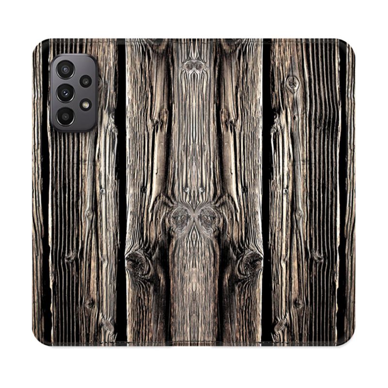 Housse cuir portefeuille Pour Samsung Galaxy A23 5G Texture Bois