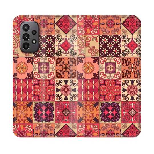 Housse cuir portefeuille Pour Samsung Galaxy A23 5G Texture Carreau Ciment Rouge