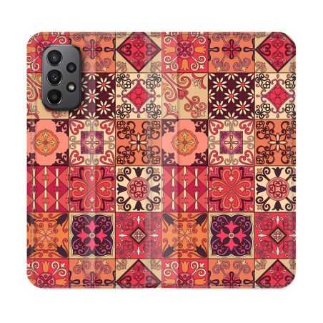 Housse cuir portefeuille Pour Samsung Galaxy A23 5G Texture Carreau Ciment Rouge