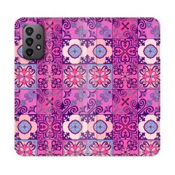 Housse cuir portefeuille Pour Samsung Galaxy A23 5G Texture Carreau Ciment Violet