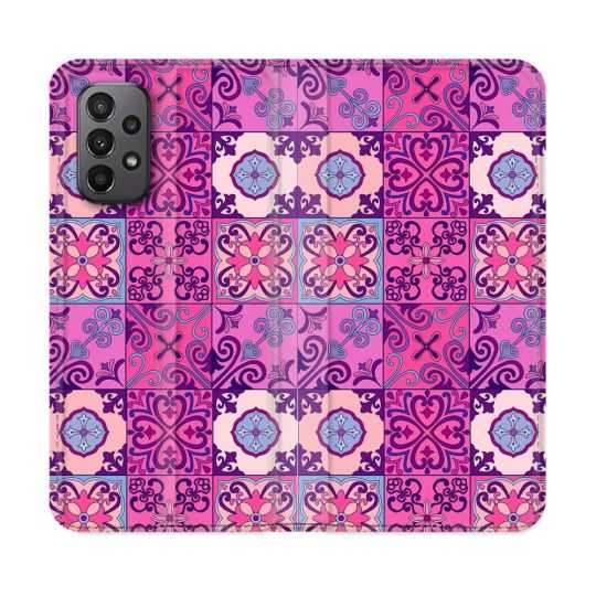 Housse cuir portefeuille Pour Samsung Galaxy A23 5G Texture Carreau Ciment Violet