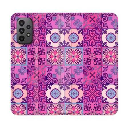 Housse cuir portefeuille Pour Samsung Galaxy A23 5G Texture Carreau Ciment Violet