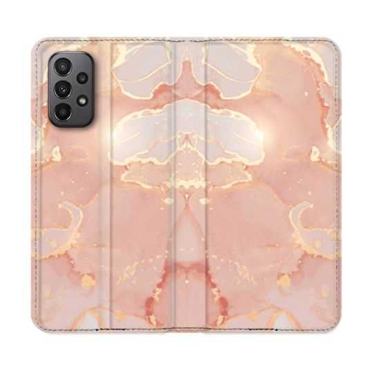 Housse cuir portefeuille Pour Samsung Galaxy A23 5G Texture Marbre Rose