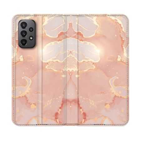 Housse cuir portefeuille Pour Samsung Galaxy A23 5G Texture Marbre Rose