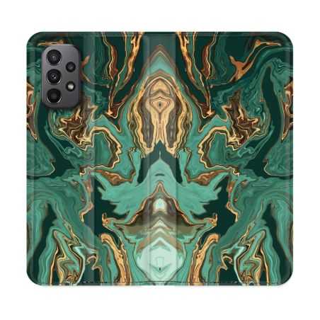 Housse cuir portefeuille Pour Samsung Galaxy A23 5G Texture Marbre Vert