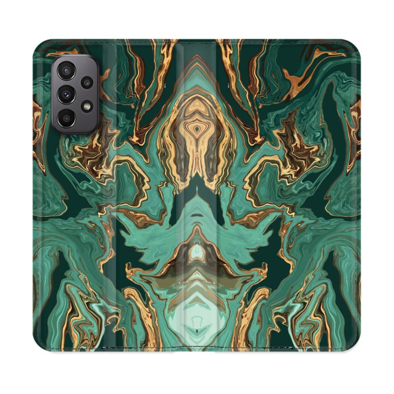 Housse cuir portefeuille Pour Samsung Galaxy A23 5G Texture Marbre Vert