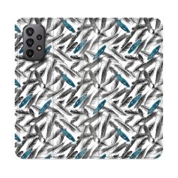 Housse cuir portefeuille Pour Samsung Galaxy A23 5G Texture Plume Canard