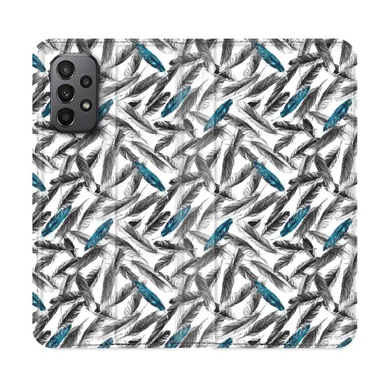 Housse cuir portefeuille Pour Samsung Galaxy A23 5G Texture Plume Canard