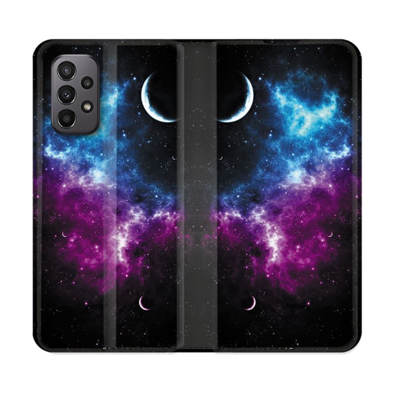 Housse cuir portefeuille Pour Samsung Galaxy A23 5G Univers Bleu Violet