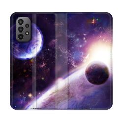 Housse cuir portefeuille Pour Samsung Galaxy A23 5G Univers Planete Stellaire