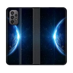 Housse cuir portefeuille Pour Samsung Galaxy A23 5G Univers Planete Terre