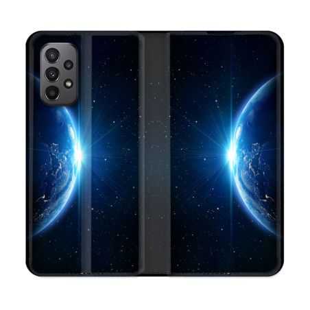 Housse cuir portefeuille Pour Samsung Galaxy A23 5G Univers Planete Terre
