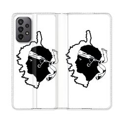 Housse cuir portefeuille Pour Samsung Galaxy A23 5G Voyage Corse Blanc