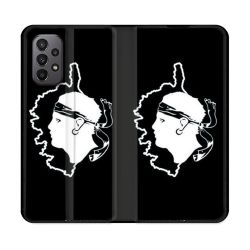 Housse cuir portefeuille Pour Samsung Galaxy A23 5G Voyage Corse Noir